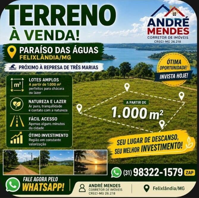 Terreno á Venda no Balneario Paraíso das Aguas em Felixlandia- MG