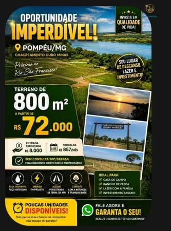 Terreno à Venda no Chacreamento Ouro Minas em Pompéu - MG