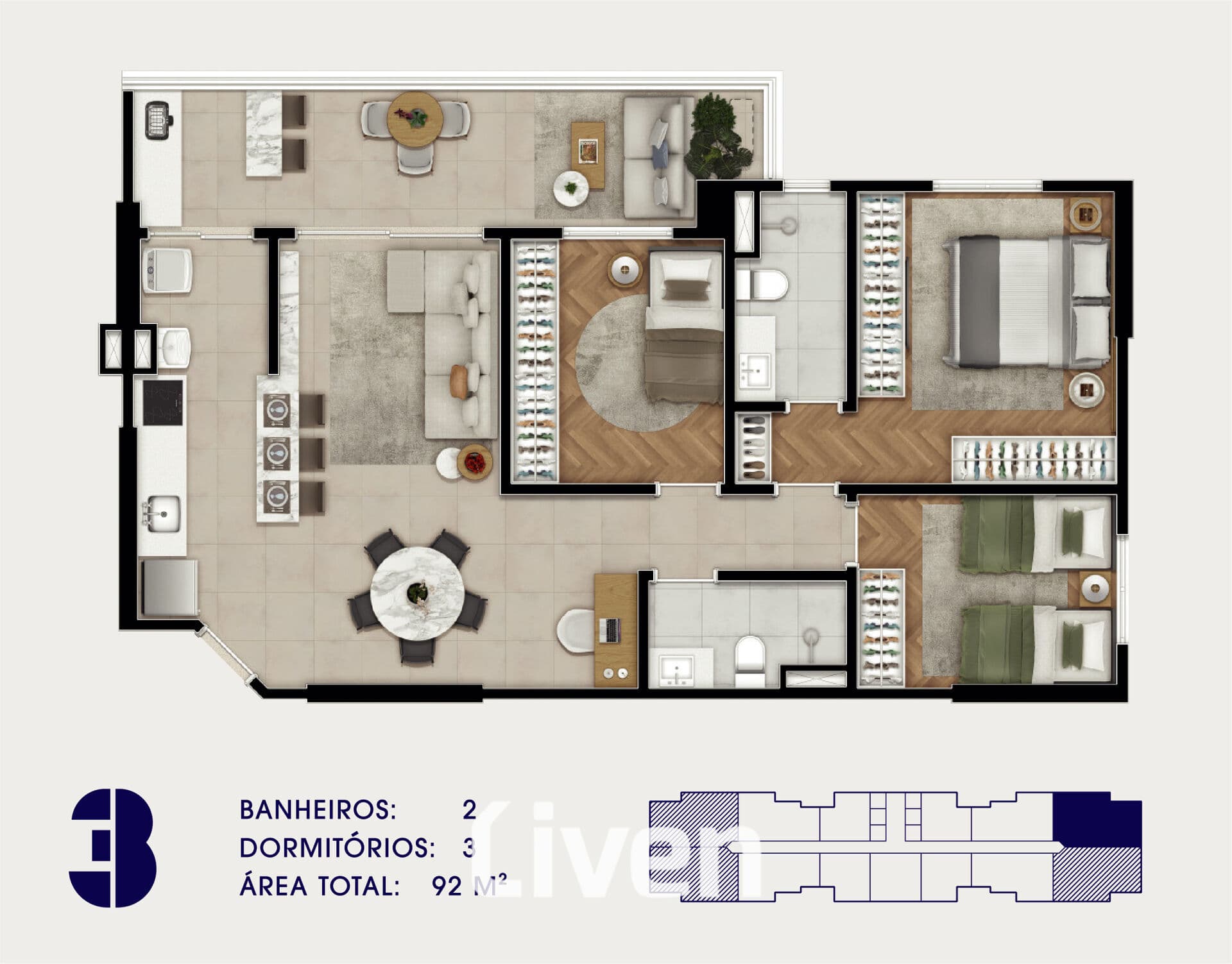 APARTAMENTO À VENDA, 3 QUARTOS, 92 M²!!