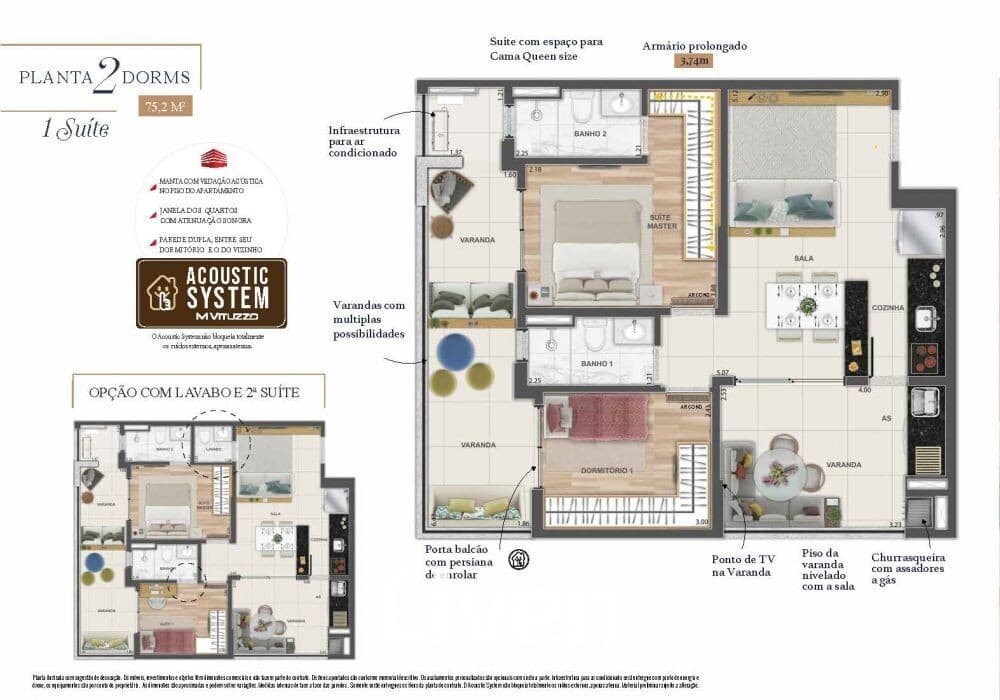 APARTAMENTO À VENDA COM 2 QUARTOS, 75,2M²