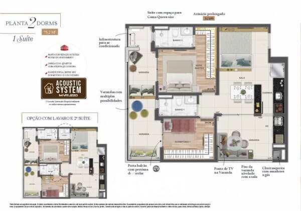 APARTAMENTO À VENDA COM 2 QUARTOS, 75,2M²