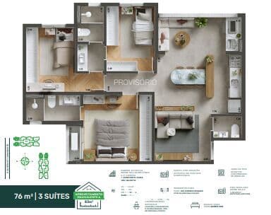 APARTAMENTO À VENDA COM 3 QUARTOS, 76M²