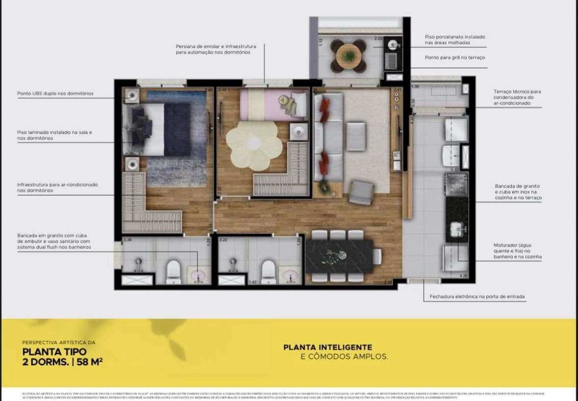 APARTAMENTO À VENDA COM 2 QUARTOS, 58M²