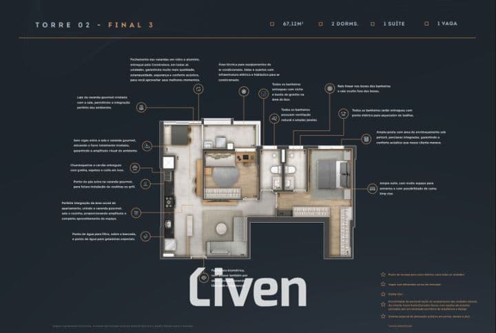 APARTAMENTO À VENDA, 2 QUARTOS, 67 M²!!