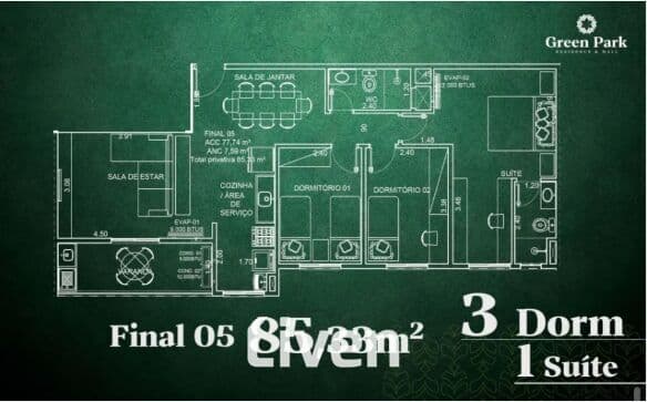 APARTAMENTO À VENDA COM 3 QUARTOS, 85 M² - PARQUE INDUSTRIAL!!