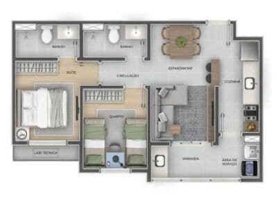 APARTAMENTO À VENDA, 2 QUARTOS, 54 M²!!