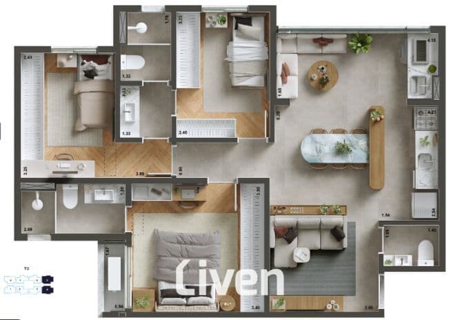 APARTAMENTO À VENDA, 3 QUARTOS, 76 M²!!