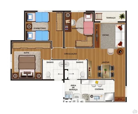 APARTAMENTO À VENDA COM 3 QUARTOS, 66M²