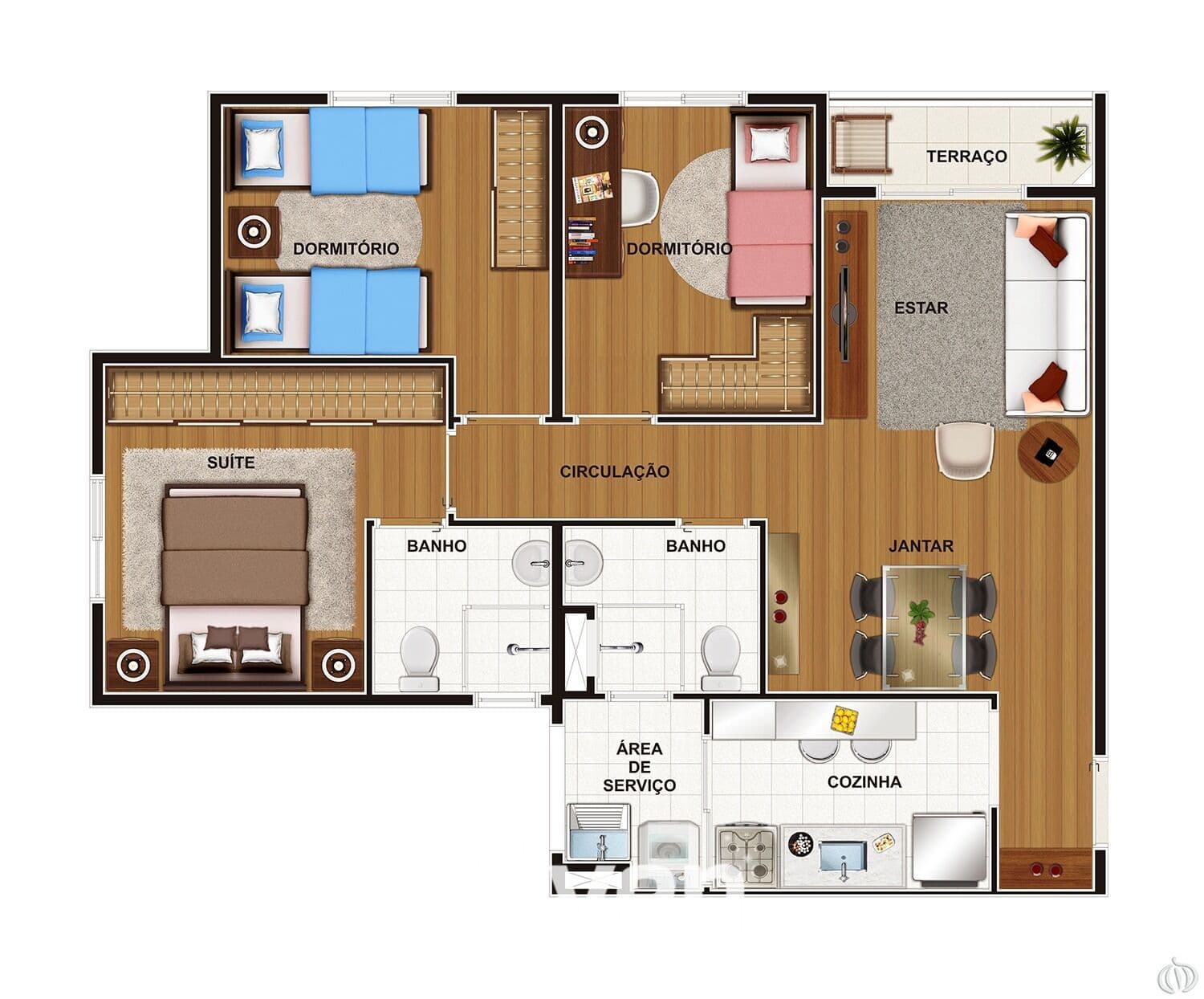 APARTAMENTO À VENDA COM 3 QUARTOS, 66M²