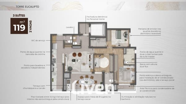 APARTAMENTOS À VENDA COM 3 QUARTOS, 119M²