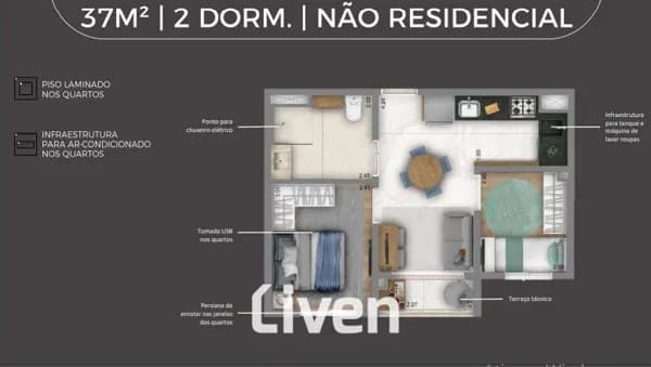 STUDIOS À VENDA COM 2 QUARTOS, 37M²