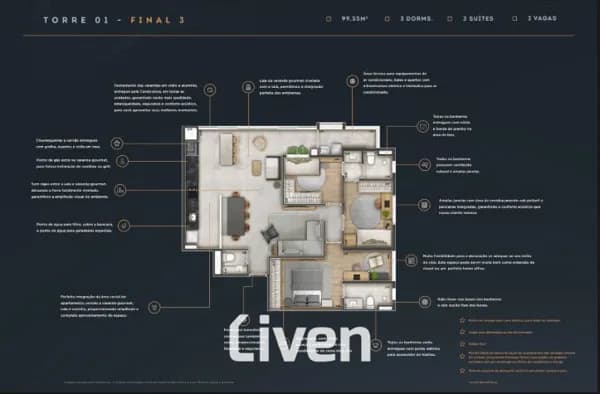 APARTAMENTO À VENDA, 3 QUARTOS, 99 M²!!