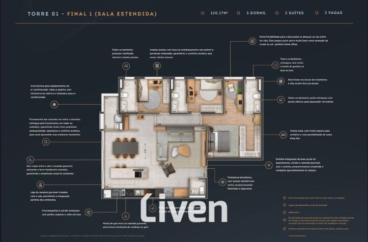 APARTAMENTO À VENDA, 3 QUARTOS, 120 M²!!