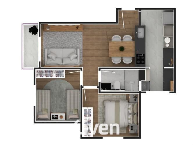 APARTAMENTO À VENDA COM 2 QUARTOS, 52M²