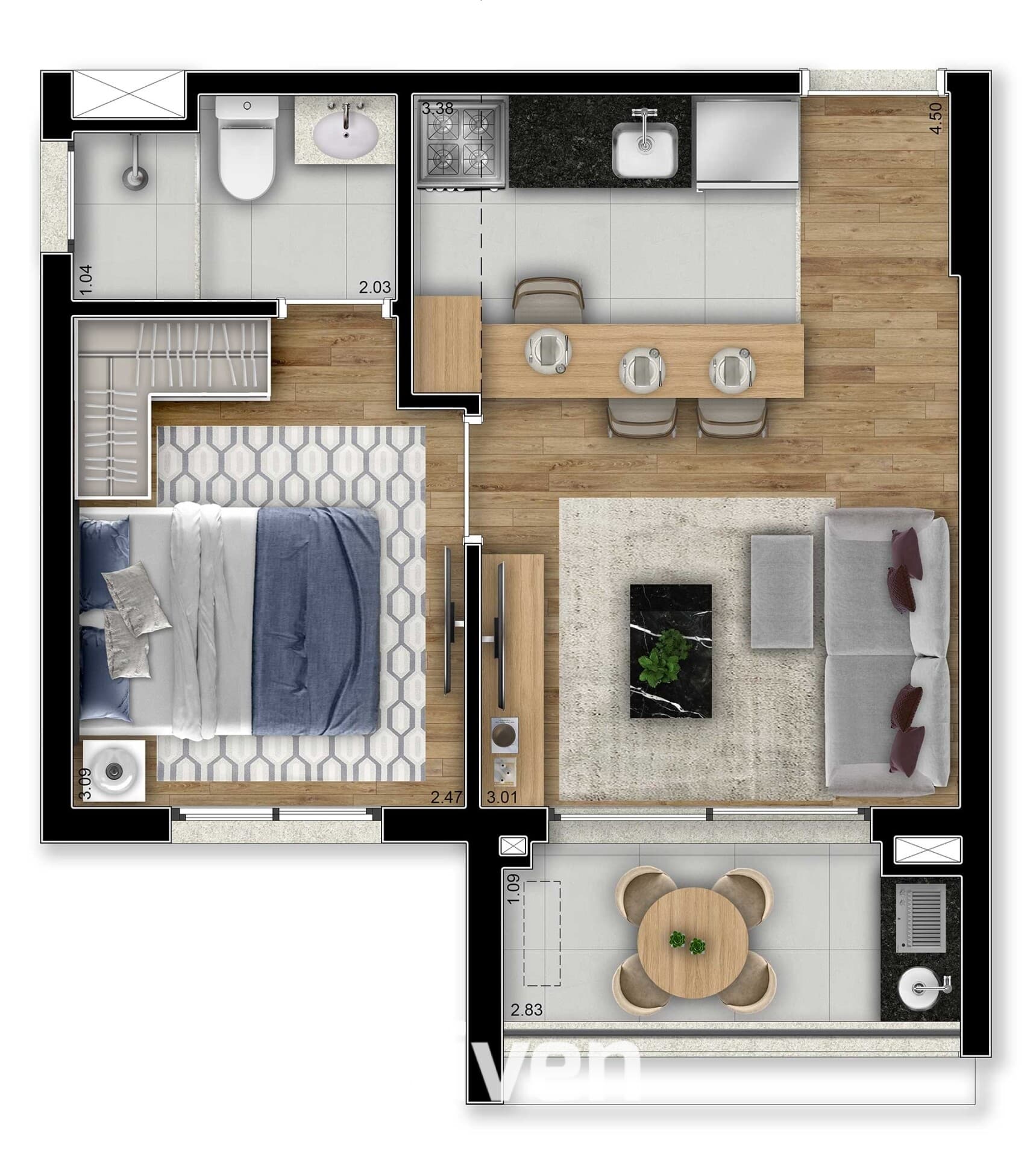 APARTAMENTO À VENDA, 1 QUARTOS, 33 M²!!