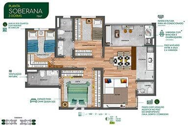 APARTAMENTO À VENDA, 3 QUARTOS, 75 M²!!