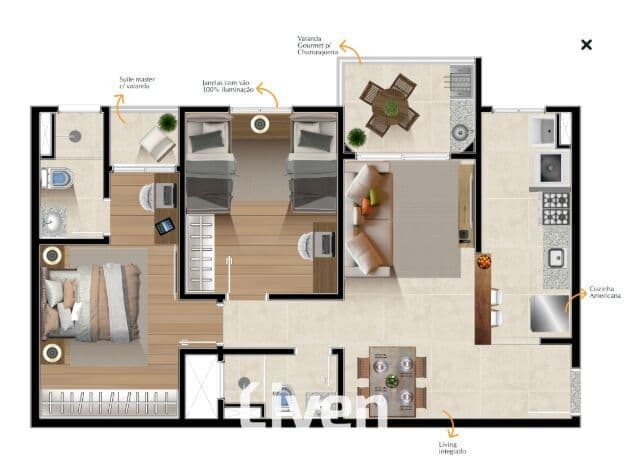 APARTAMENTO À VENDA COM 2 QUARTOS, 58 M² - JACAREÍ!!