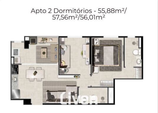 APARTAMENTO À VENDA COM 2 QUARTOS, 55 M² - JARDIM ORIENTE!!