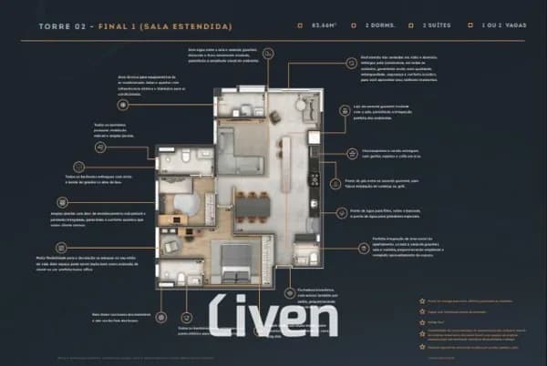 APARTAMENTO À VENDA, 2 QUARTOS, 83 M²!!