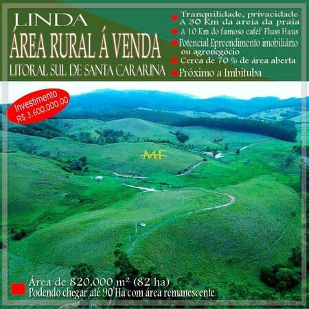 Fazenda/Sítios/Chácaras em Imaruí - Aratingauba