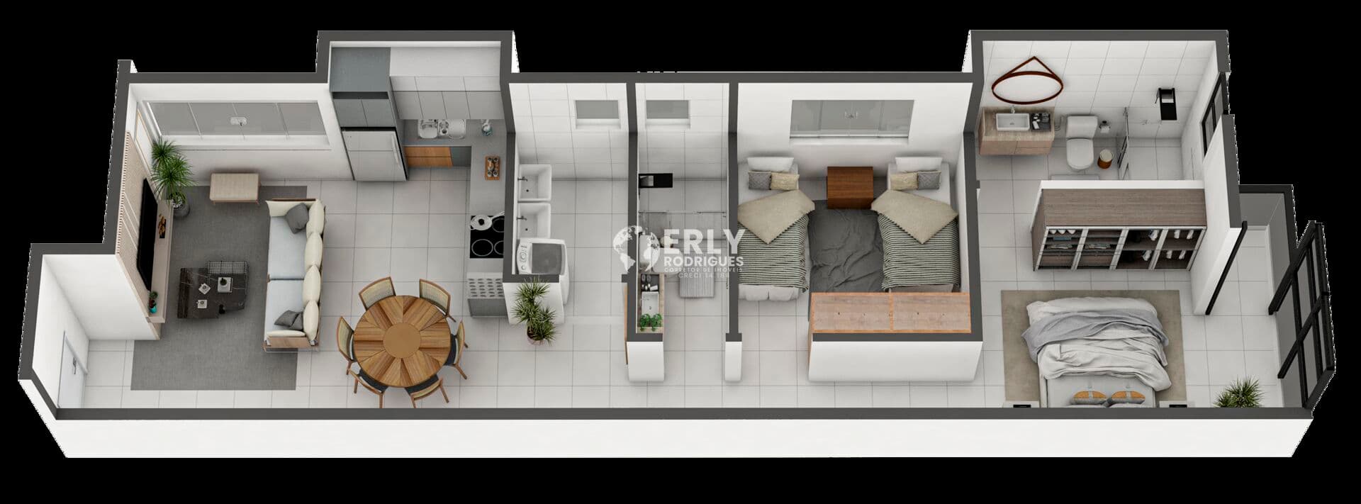 Apartamento 02 quartos na planta no Belvedere