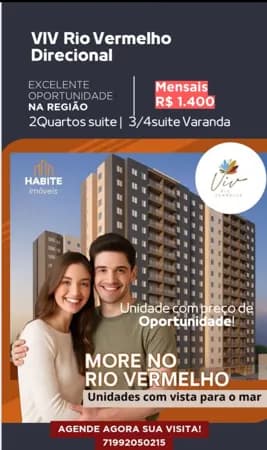 Residencial Viv Riovermelho Direcional Apartamento à venda no bairro Rio Vermelho - Salvador/BA