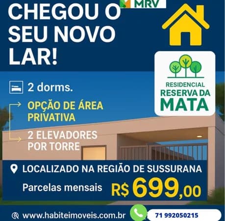Lançamento em condomínio Reserva da Mata apartamento Mrv em sussuarana Jorge Neto Corretor - Salvador/BA