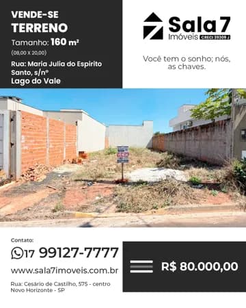 Terreno à venda no Lago do Vale II em Novo Horizonte/SP