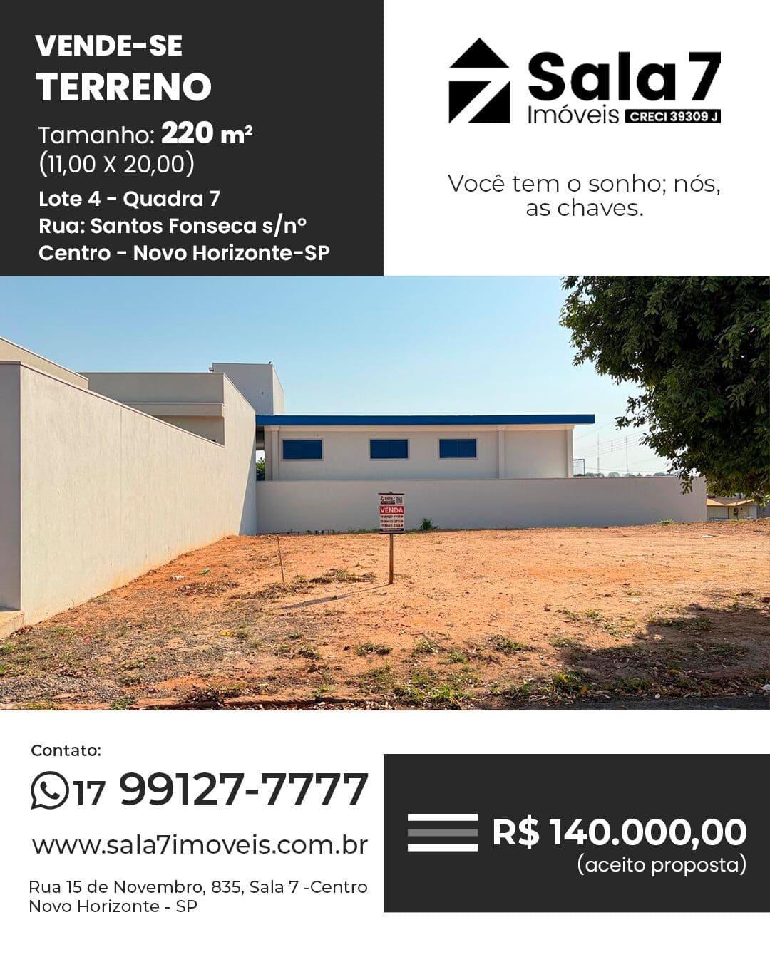 Terreno à venda no centro, em Novo Horizonte