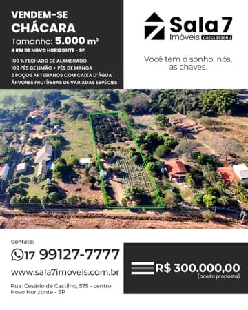 Fazenda/Sítios/Chácaras em Novo Horizonte - Centro