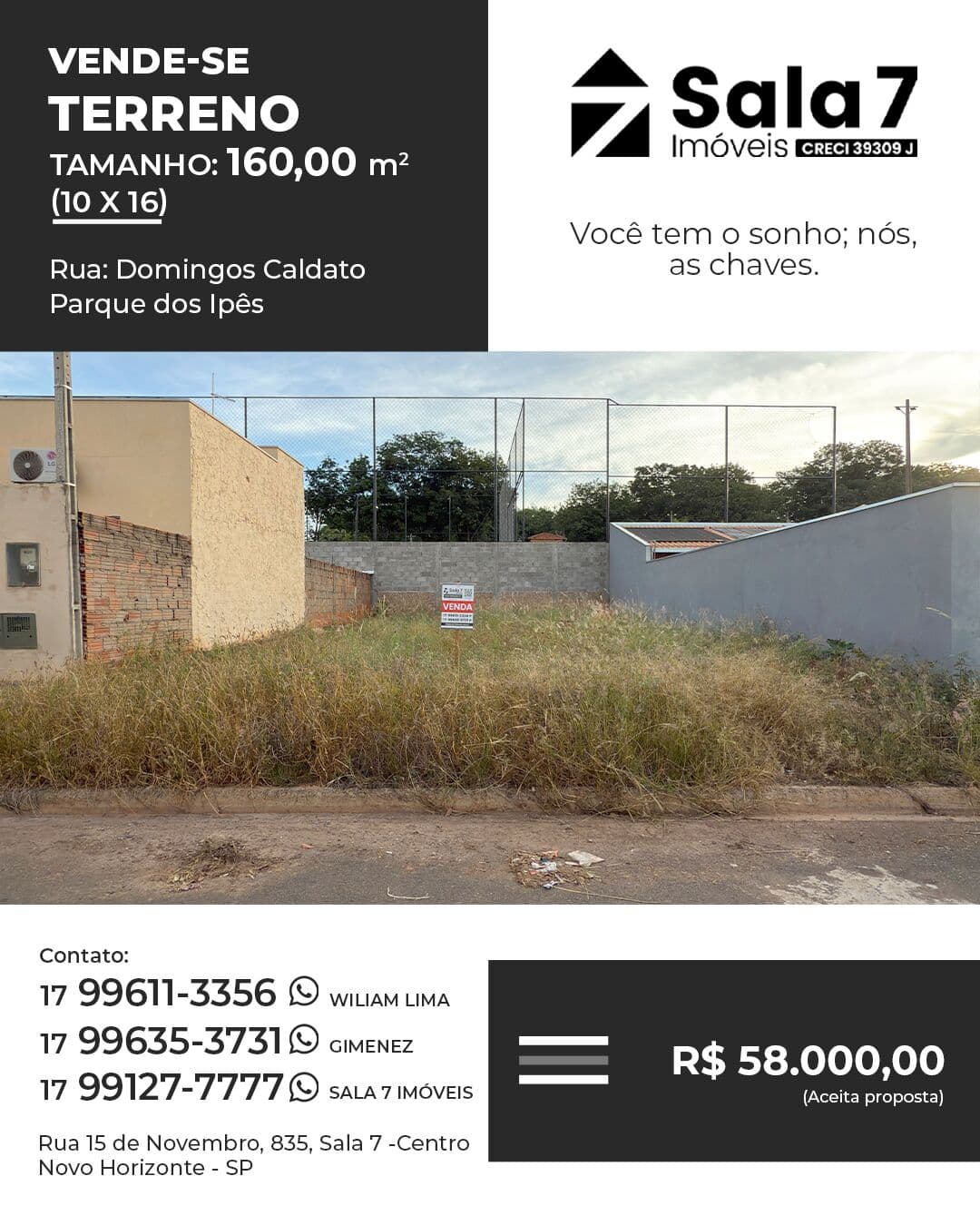 Terreno de 160 m² à venda no Parque dos Ipês
