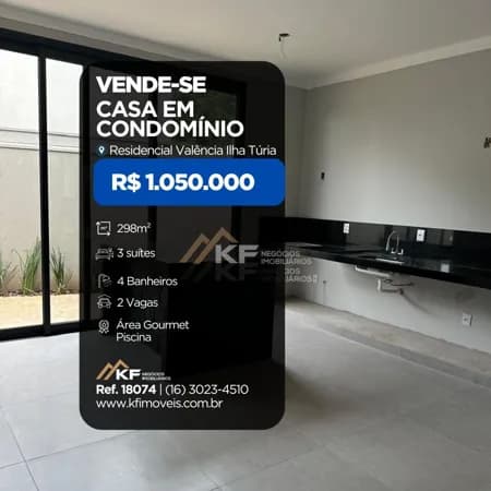 Casa à Venda no Condomínio Residencial Valência - Ilha Turía - Ribeirão Preto / SP