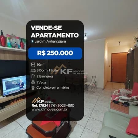 Apartamento à Venda de 3 Quartos, sendo 1 suite no bairro Jardim Anhanguera - Ribeirão Preto / SP