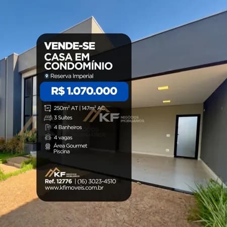 Casa em Condomínio em Reserva Imperial, Ribeirão Preto/SP