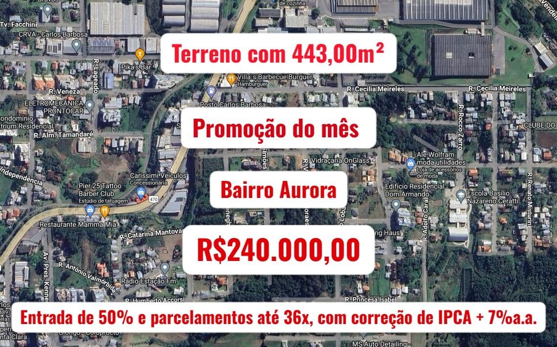 Terreno no bairro Aurora, Carlos Barbosa/RS