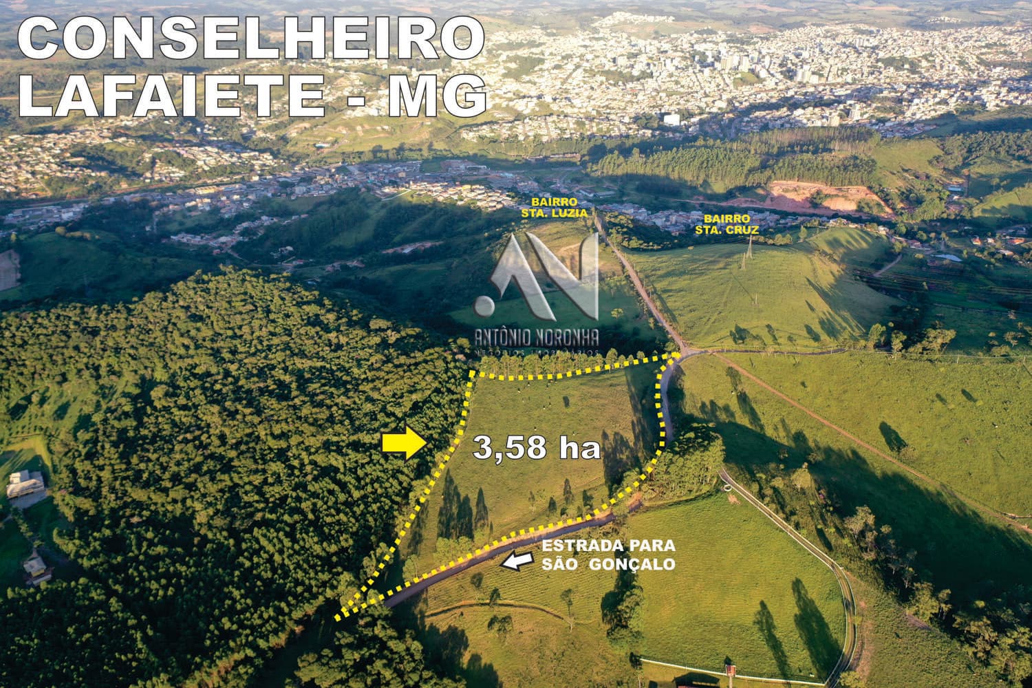 VENDO TERRENO MARAVILHOSO - 35.863 m² (3,58 há) - CONSELHEIRO LAFAITE/MG