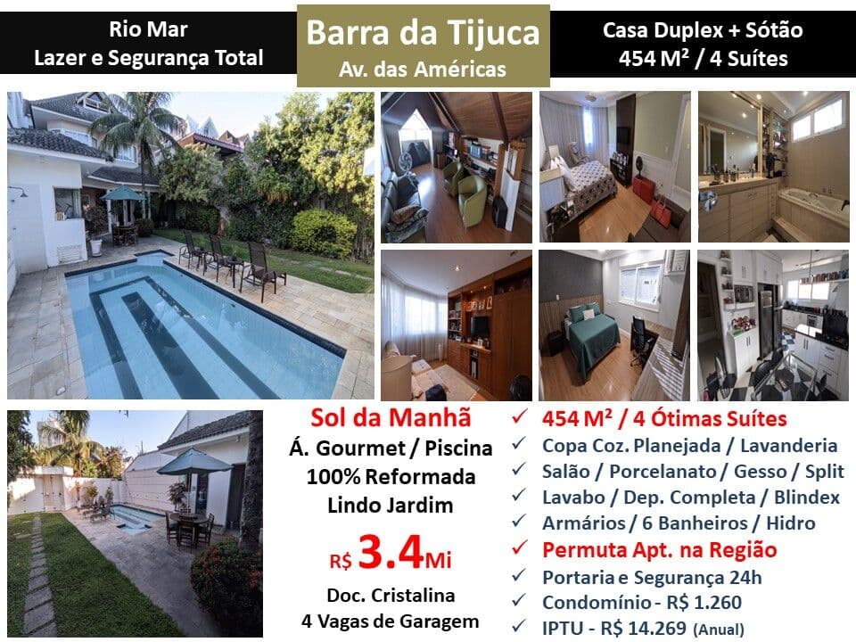 Casa Barra da Tijuca Rio Mar 454M²