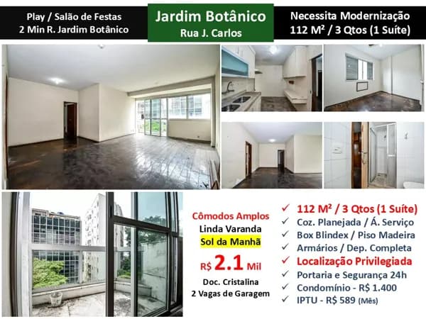 Apto Jardim Botânico J Carlos 112M²