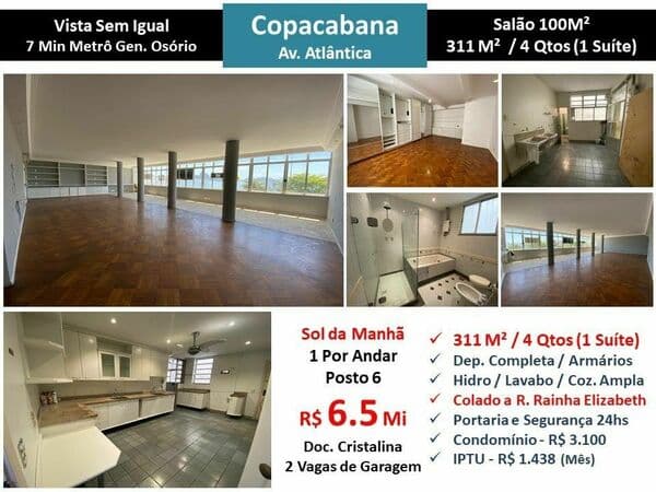 Apto Copacabana Praia Atlantica 311M²