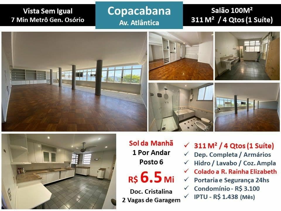 Apto Copacabana Praia Atlantica 311M²