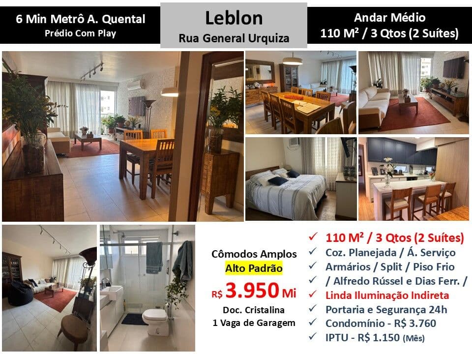 Apto Leblon Gen. Urquiza 110M²