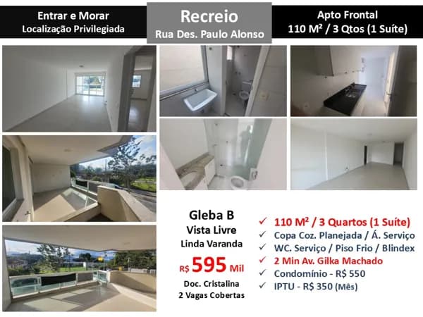 Apto Recreio Gleba C Paulo Alonso 110M²