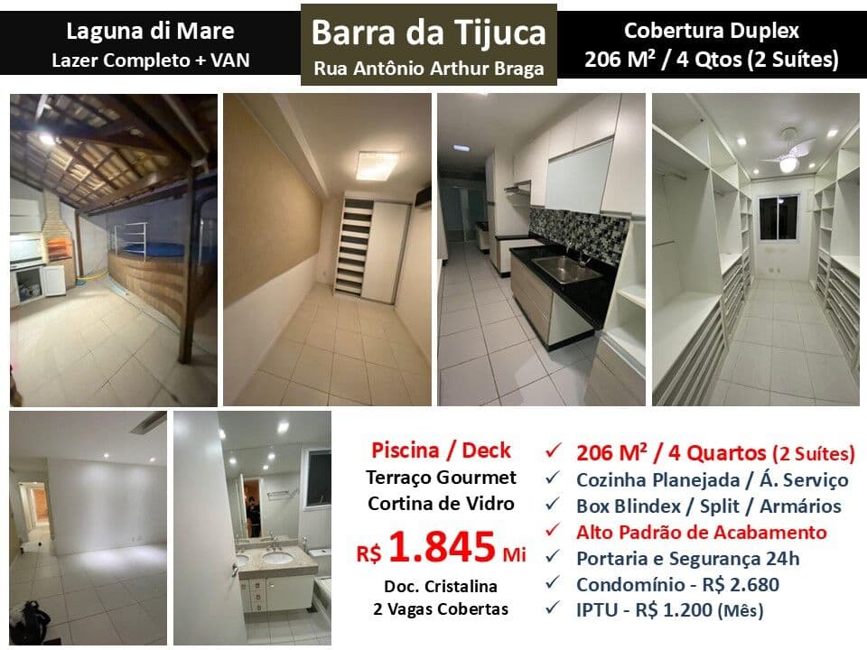 Cob Barra da Tijuca Riviera da Lagoa Laguna di Mare 206M²