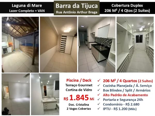 Cob Barra da Tijuca Riviera da Lagoa Laguna di Mare 206M²