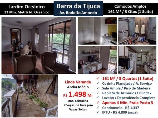 Apto Barra da Tijuca JO Rodolfo de Amoedo 161M²