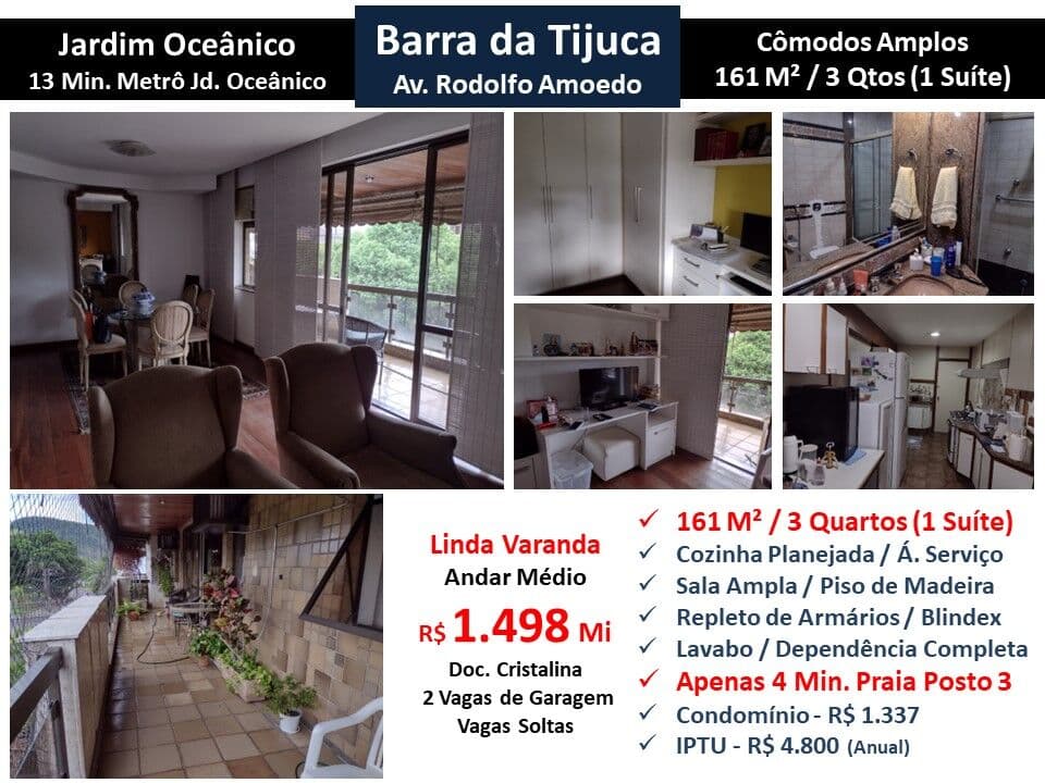 Apto Barra da Tijuca JO Rodolfo de Amoedo 161M²