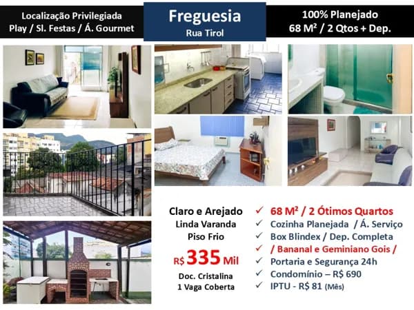 Apto JPA Freguesia Tirol 68M²