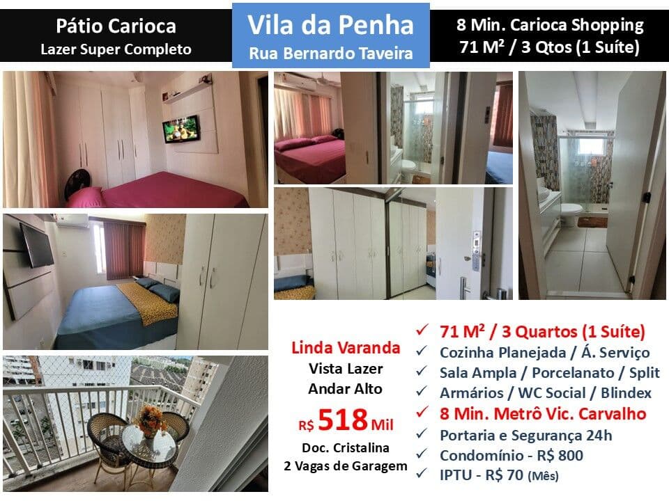 Apto Vila da Penha Pátio Carioca 71M²