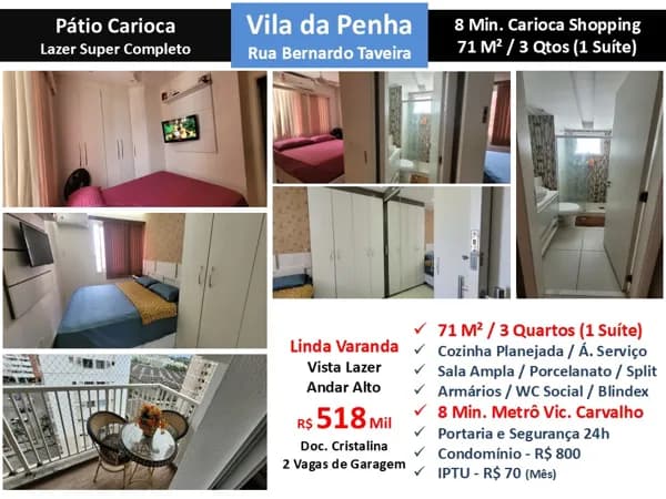 Apto Vila da Penha Pátio Carioca 71M²