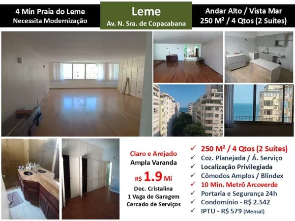Apto Copacabana Leme N.S de Copacabana 250M²